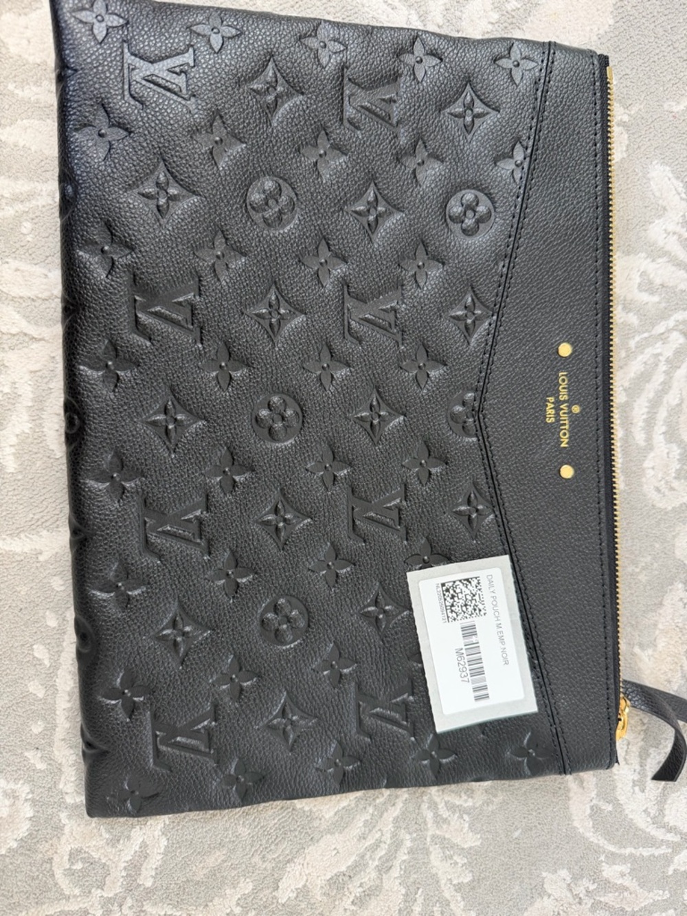 Louis Vuitton Black Embossed Monogram Pouch with Gold Accents - Picture 3 of 4
